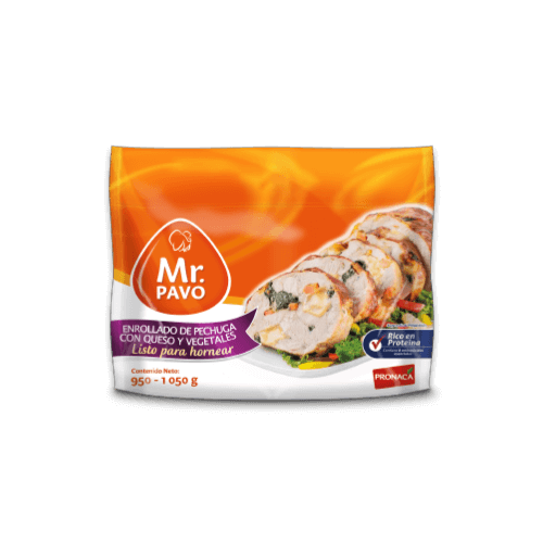 Enrollado de pechuga con queso y vegetales